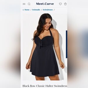 Meet.Curve Black Bow Classic Halter Swimdress
